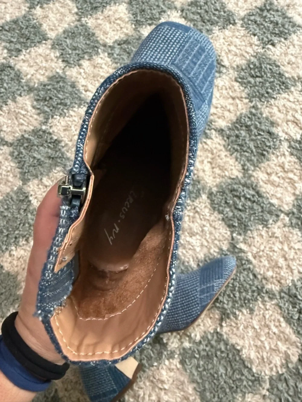 CIRCUS NY by Sam Edelman Ozzie Patchwork Denim Heeled Booties Boho Hippie Size 6
